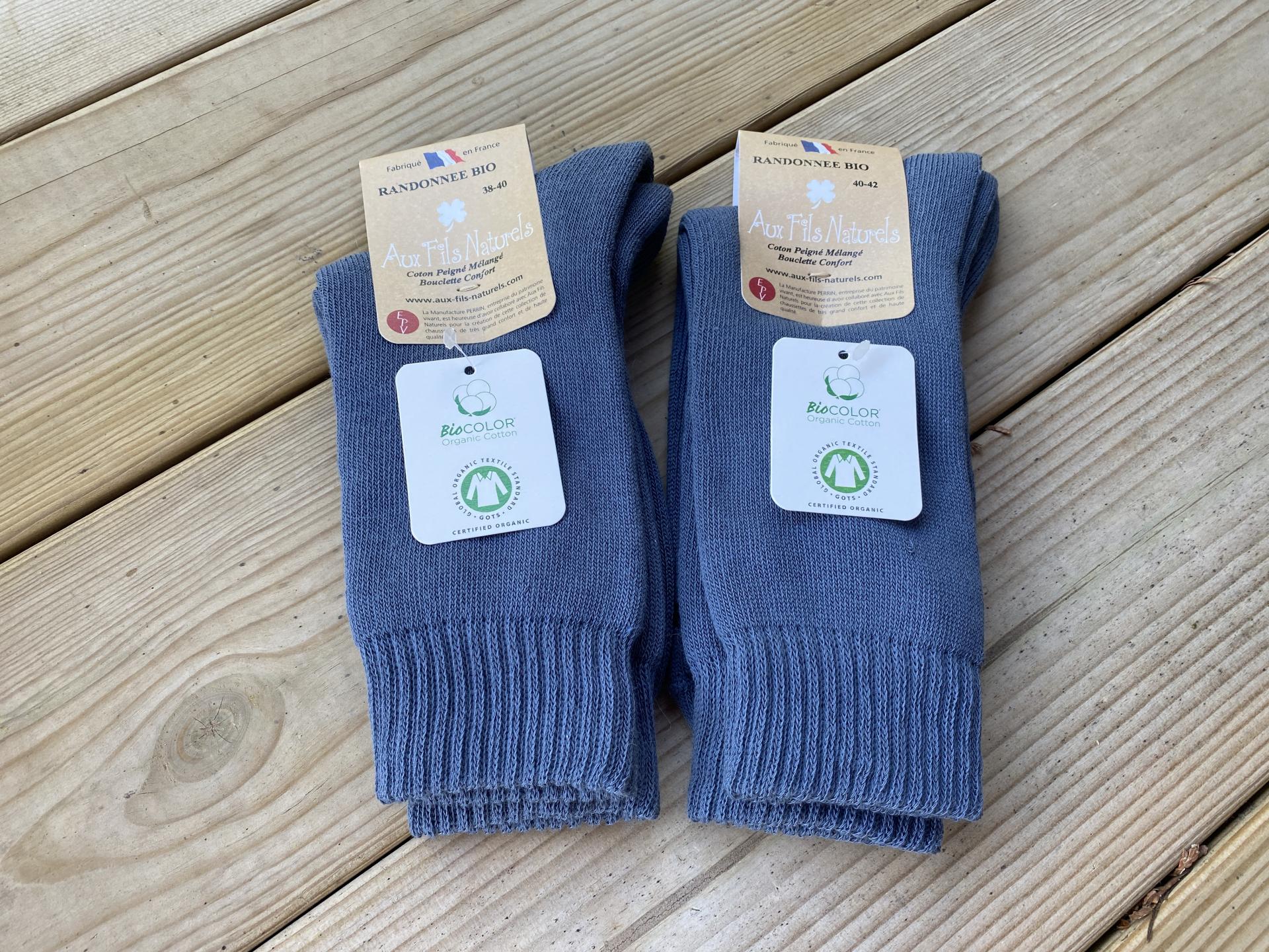 2 paires de chaussettes randonnée femme coton bio organique
